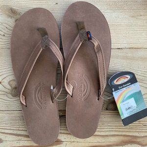 Rainbow Sandals Brown Leather Flip Flops